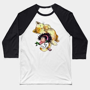 Cat Girl 01 Baseball T-Shirt